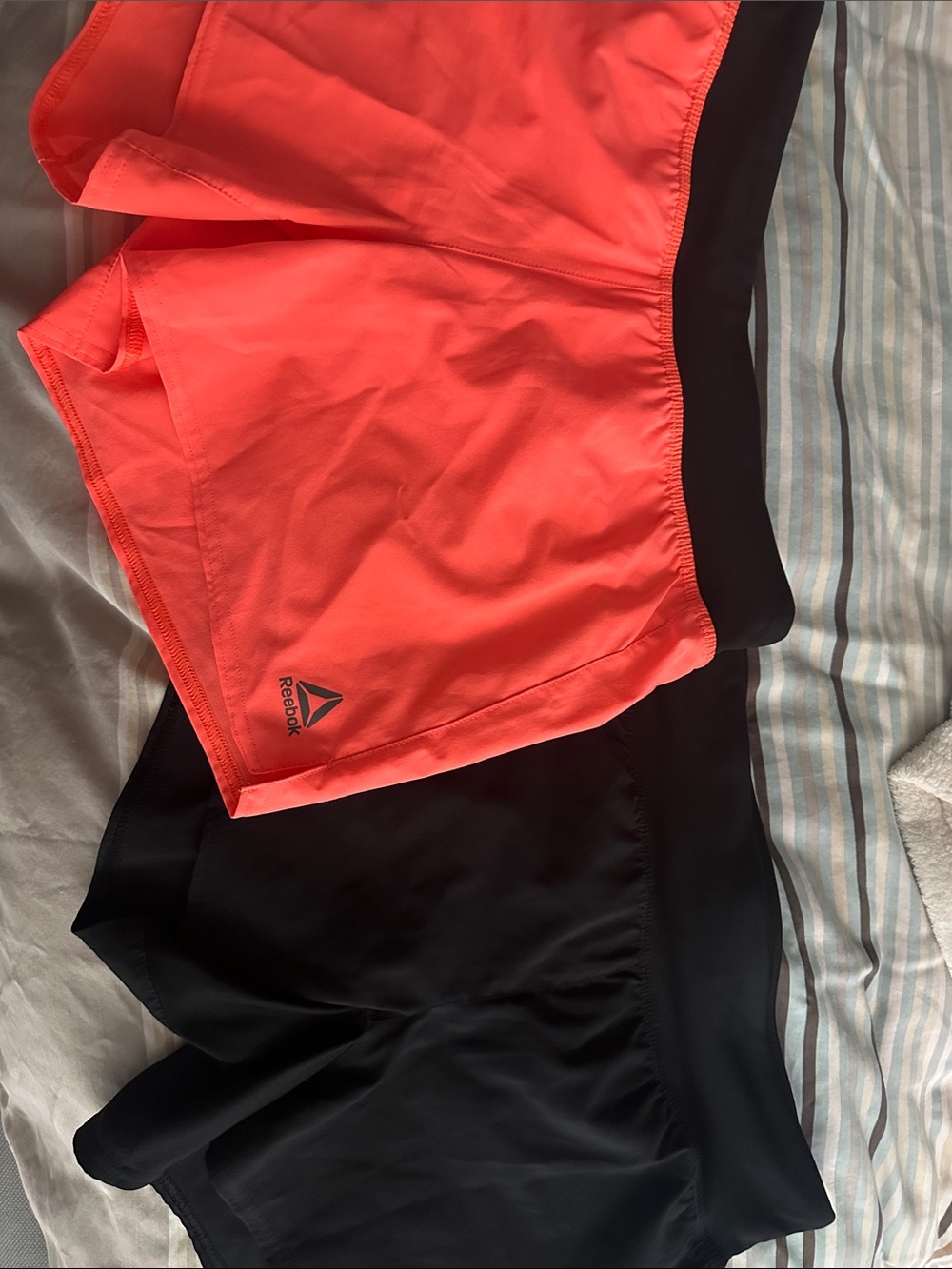 Reebok Coral and Black Performance Running Shorts